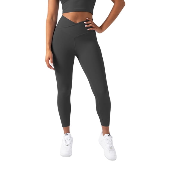 YITTY Active Women's UltraLuxe Crossover High-Waist Legging, Athleisure, 4-Way-Stretch, Onyx, 3X, 7/8 Length