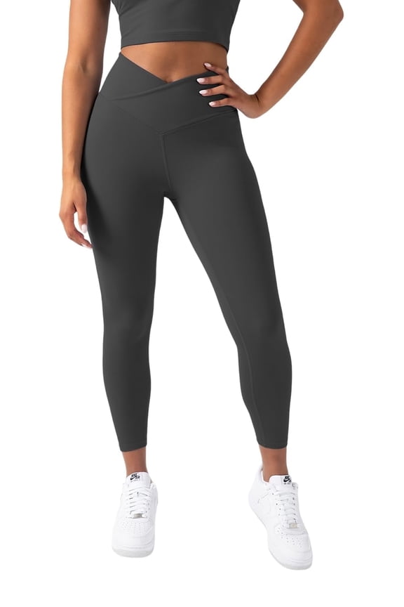 Active Women's UltraLuxe Crossover High-Waist Legging, Athleisure, 4-Way-Stretch, Onyx, XL, 7/8 Length