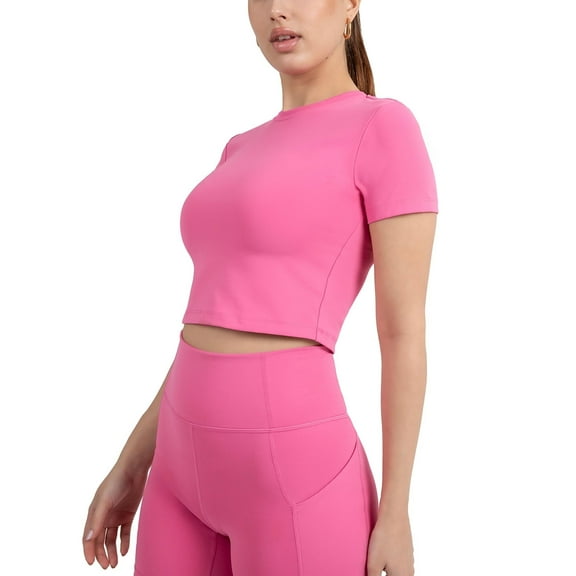 YITTY Active Women's UltraLuxe Essential Crop Tee, Athleisure, 4-Way-Stretch, Beach Party, XXL/1X