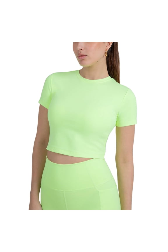 Active Women's UltraLuxe Essential Crop Tee, Athleisure, 4-Way-Stretch, Neon Spark, 3X