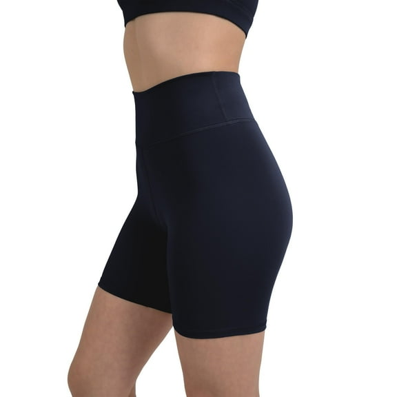YITTY Active Women's UltraLuxe High Waist Biker Shorts – 3''/6'' Squat Proof, Tummy Control, Compression, Deep Navy, XL, 6"