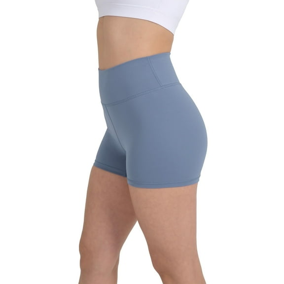 YITTY Active Women's UltraLuxe High Waist Biker Shorts – 3''/6'' Squat Proof, Tummy Control, Compression, Elemental Blue, L, 3"