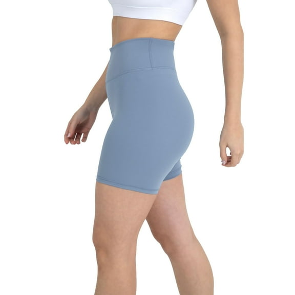 YITTY Active Women's UltraLuxe High Waist Biker Shorts – 3''/6'' Squat Proof, Tummy Control, Compression, Elemental Blue, L, 6"