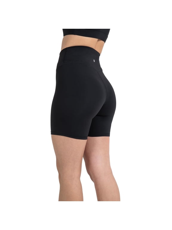 Active Women's UltraLuxe High Waist Biker Shorts – 3''/6'' Squat Proof, Tummy Control, Compression, Iconic Black, M, 6"