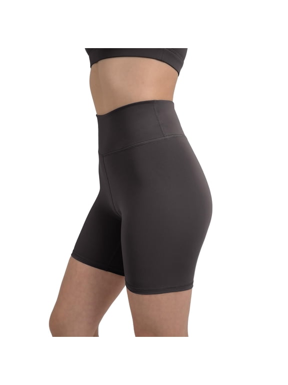 Active Women's UltraLuxe High Waist Biker Shorts – 3''/6'' Squat Proof, Tummy Control, Compression, Onyx, L, 6"
