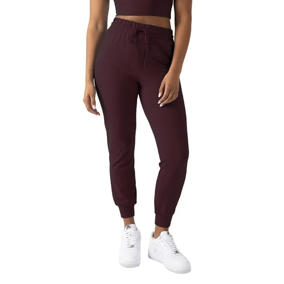 YITTY Active Women's UltraLuxe High-Waist Jogger Pant, Athleisure, Draw-String, Breathable, Pockets, Burgundy, XS, Regular