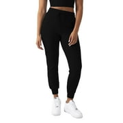 YITTY Active Women's UltraLuxe High-Waist Jogger Pant, Athleisure, Draw-String, Breathable, Pockets, Iconic Black, L, Regular