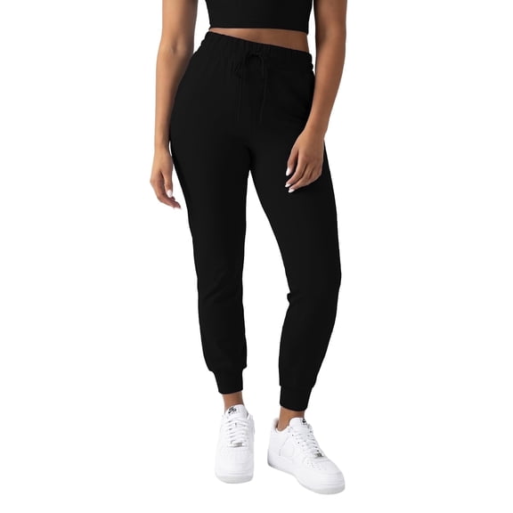 YITTY Active Women's UltraLuxe High-Waist Jogger Pant, Athleisure, Draw-String, Breathable, Pockets, Iconic Black, L, Regular