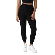 YITTY Active Womens UltraLuxe High-Waist Jogger Pant, Athleisure, Draw-String, Breathable, Pockets, Iconic Black, L, Regular