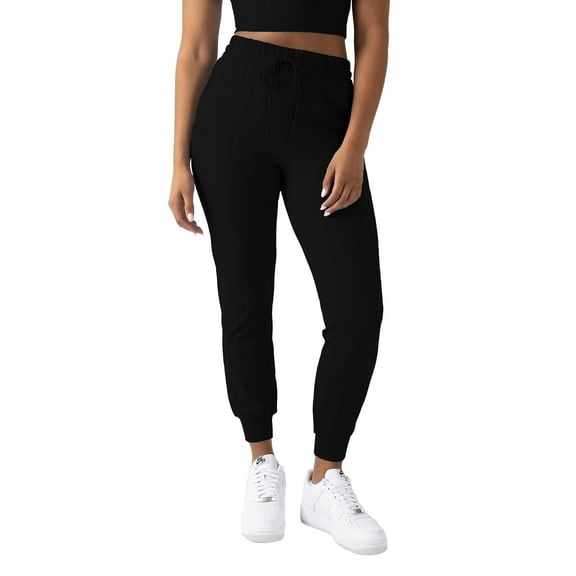 YITTY Active Women's UltraLuxe High-Waist Jogger Pant, Athleisure, Draw-String, Breathable, Pockets, Iconic Black, M, Regular