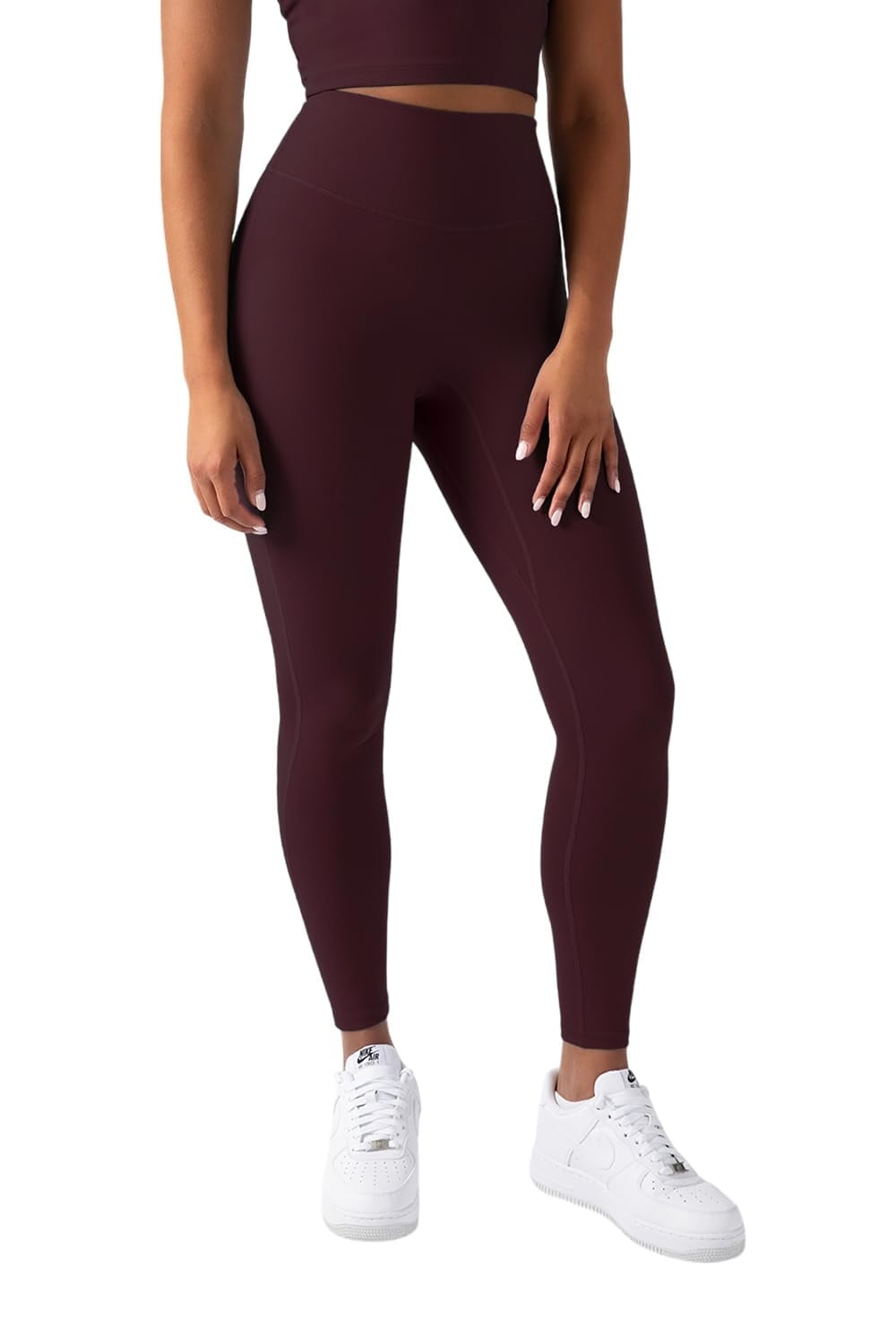 YITTY Active Women's UltraLuxe High-Waist Legging, Athleisure, 4-Way-Stretch, Burgundy, M, Short