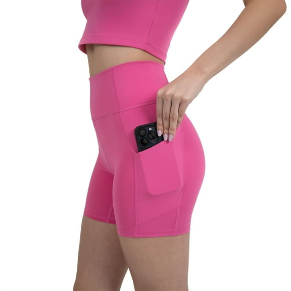 YITTY Active Women's UltraLuxe High Waist Pocket Biker Shorts – 3"/6" Tummy Control, Compression, Breathable & Activewear, Beach Party, M, 6"