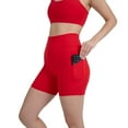 thumbnail image 1 of YITTY Active Women's UltraLuxe High Waist Pocket Biker Shorts – 3"/6" Tummy Control, Compression, Breathable & Activewear, Heated Red, XXL/1X, 6", 1 of 8