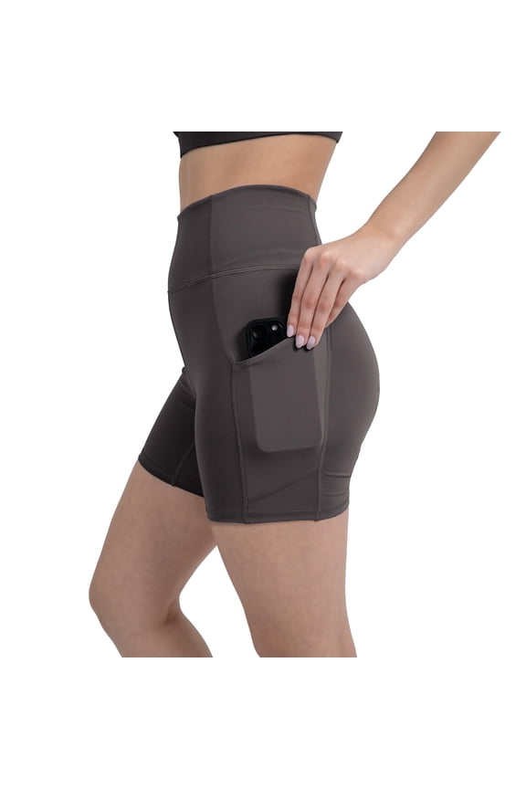 Active Women's UltraLuxe High Waist Pocket Biker Shorts – 3"/6" Tummy Control, Compression, Breathable & Activewear, Onyx, XXL/1X, 6"