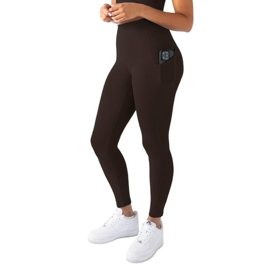 YITTY Active Women's UltraLuxe High-Waist Pocket Legging, Athleisure, 4-Way-Stretch, Cacao, S, Regular | 27" Inseam