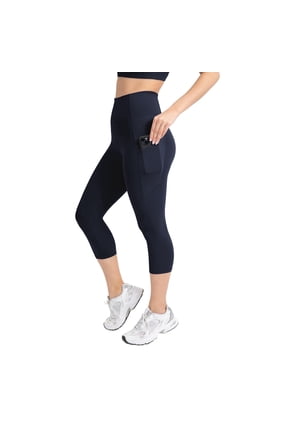 Active Women's UltraLuxe High-Waist Pocket Legging, Athleisure, 4-Way-Stretch, Deep Navy, XL, Capri | 19" Inseam