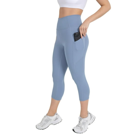 YITTY Active Women's UltraLuxe High-Waist Pocket Legging, Athleisure, 4-Way-Stretch, Elemental Blue, XS, Capri | 19" Inseam