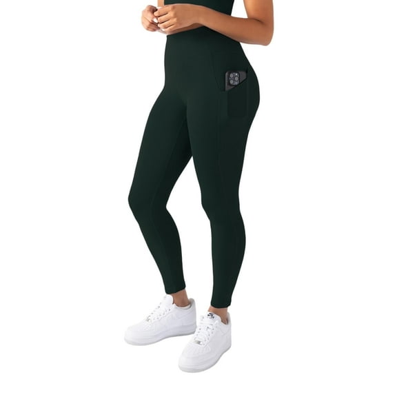 YITTY Active Women's UltraLuxe High-Waist Pocket Legging, Athleisure, 4-Way-Stretch, Everpine, L, Regular | 27" Inseam