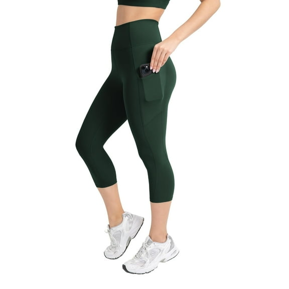 YITTY Active Women's UltraLuxe High-Waist Pocket Legging, Athleisure, 4-Way-Stretch, Everpine, XS, Capri | 19" Inseam
