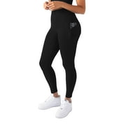 YITTY Active Women's UltraLuxe High-Waist Pocket Legging, Athleisure, 4-Way-Stretch, Iconic Black, XL, Short | 25" Inseam