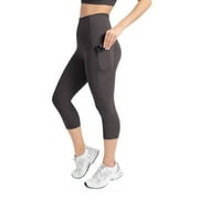 YITTY Active Women's UltraLuxe High-Waist Pocket Legging, Athleisure, 4-Way-Stretch, Onyx, XL, Capri | 19" Inseam