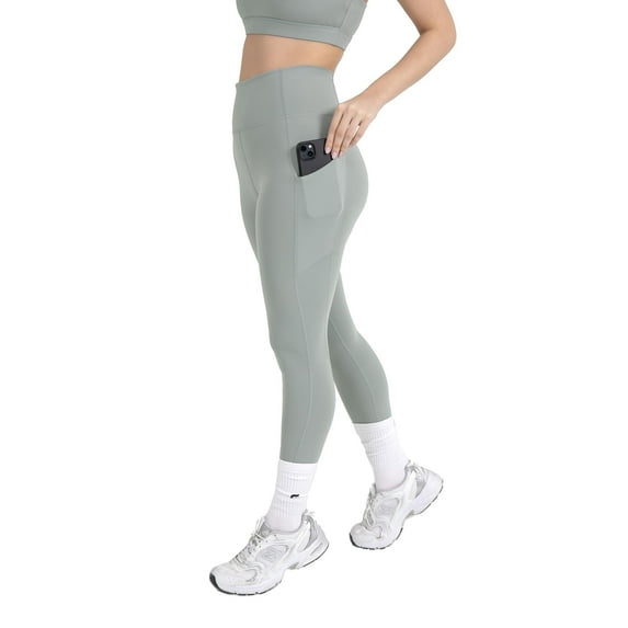 YITTY Active Women's UltraLuxe High-Waist Pocket Legging, Athleisure, 4-Way-Stretch, Sage Grey, M, Regular | 27" Inseam