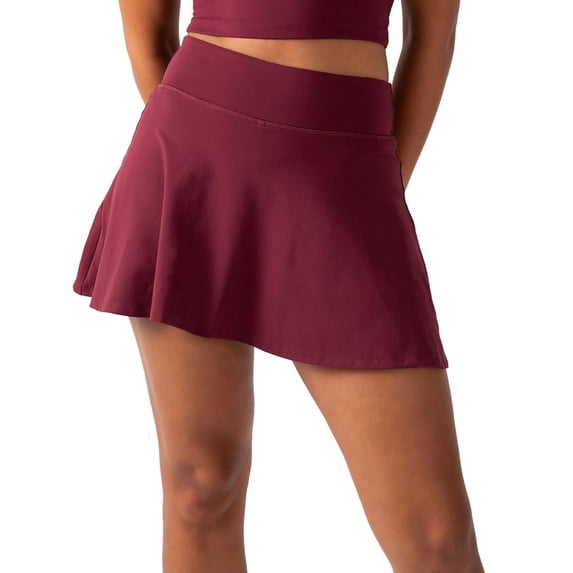 YITTY Active Women's UltraLuxe High-Waist Tennis Skirt with Built-in Shorts, Athleisure, 4-Way-Stretch, Built-in Shorts, Burgundy, 3X