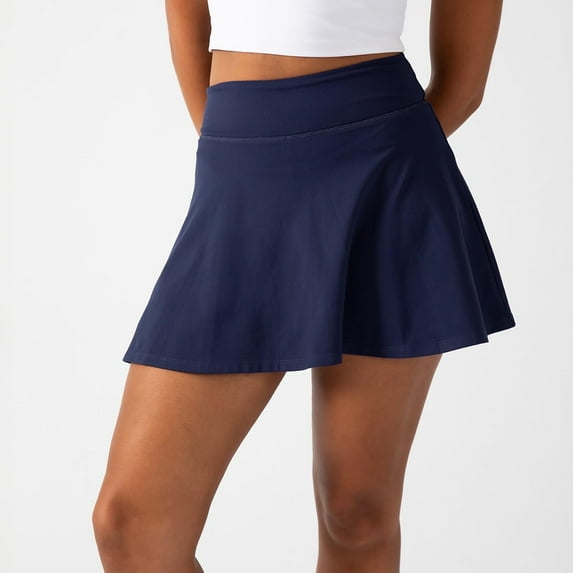 YITTY Active Women's UltraLuxe High-Waist Tennis Skirt with Built-in Shorts, Athleisure, 4-Way-Stretch, Built-in Shorts, Deep Navy, M