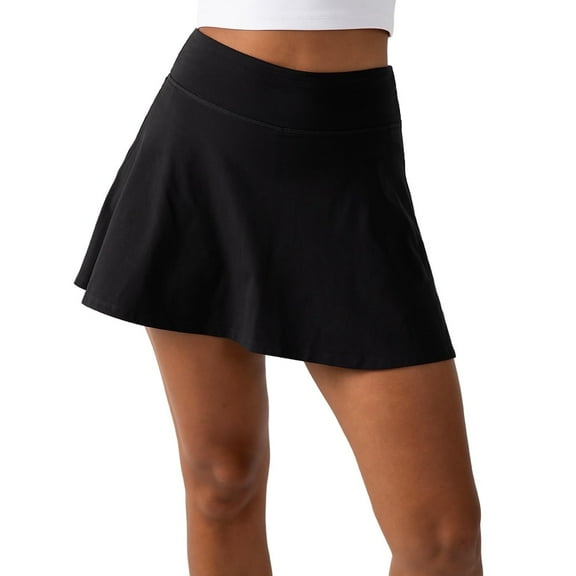 YITTY Active Women's UltraLuxe High-Waist Tennis Skirt with Built-in Shorts, Athleisure, 4-Way-Stretch, Built-in Shorts, Iconic Black, M