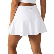 YITTY Active Women's UltraLuxe High-Waist Tennis Skirt with Built-in Shorts, Athleisure, 4-Way-Stretch, Built-in Shorts, True White, M