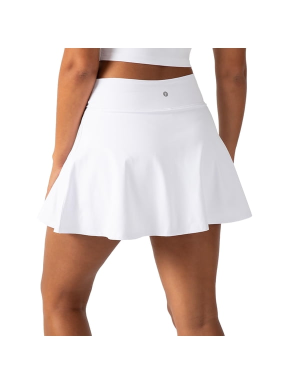 Active Women's UltraLuxe High-Waist Tennis Skirt with Built-in Shorts, Athleisure, 4-Way-Stretch, Built-in Shorts, True White, M