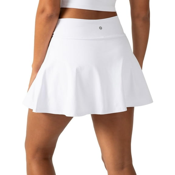 YITTY Active Women's UltraLuxe High-Waist Tennis Skirt with Built-in Shorts, Athleisure, 4-Way-Stretch, Built-in Shorts, True White, S