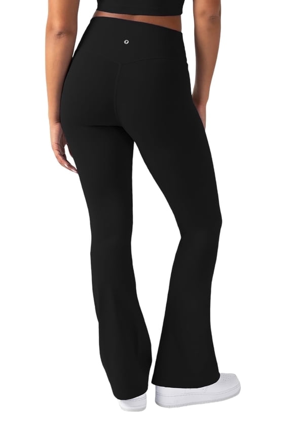 Active Women's UltraLuxe Kick Flare High Waist Legging, Athleisure, 4-Way-Stretch, Iconic Black, L, Regular | 32" Inseam