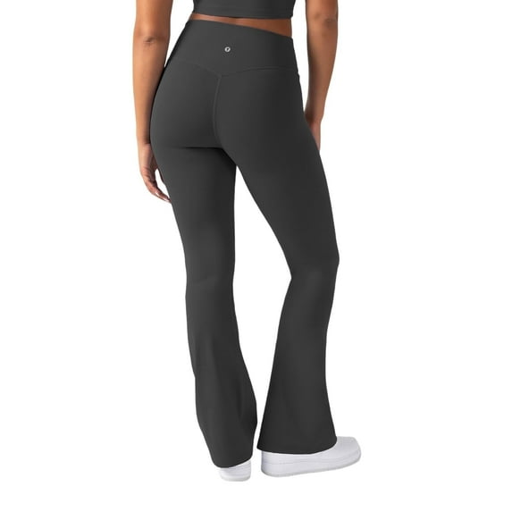 YITTY Active Women's UltraLuxe Kick Flare High Waist Legging, Athleisure, 4-Way-Stretch, Onyx, L, Regular | 32" Inseam