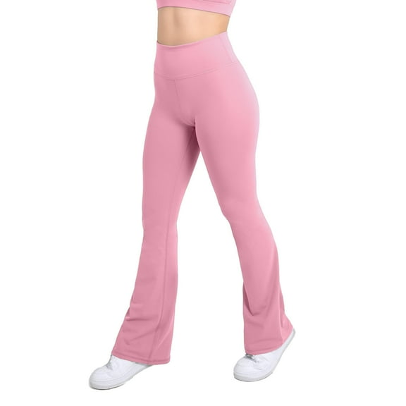 YITTY Active Women's UltraLuxe Kick Flare High Waist Legging, Athleisure, 4-Way-Stretch, Pink Sorbet, XS, Regular | 32" Inseam