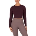 thumbnail image 1 of YITTY Active Women's UltraLuxe Long Sleeve Cropped Workout Top, Athleisure, 4-Way-Stretch, Dark Burgundy, 3X, 1 of 6