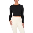 thumbnail image 1 of YITTY Active Women's UltraLuxe Long Sleeve Cropped Workout Top, Athleisure, 4-Way-Stretch, Iconic Black, S, 1 of 6