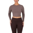 thumbnail image 1 of YITTY Active Women's UltraLuxe Long Sleeve Cropped Workout Top, Athleisure, 4-Way-Stretch, Taupe Brown, M, 1 of 6