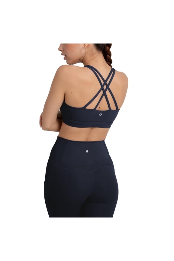 Active Women's UltraLuxe Strappy Medium Impact Bra, Athleisure, 4-Way-Stretch, Deep Navy, XXL/1X