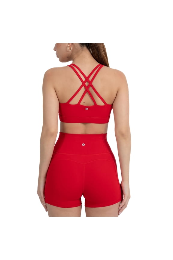 Active Women's UltraLuxe Strappy Medium Impact Bra, Athleisure, 4-Way-Stretch, Heated Red, XXL/1X