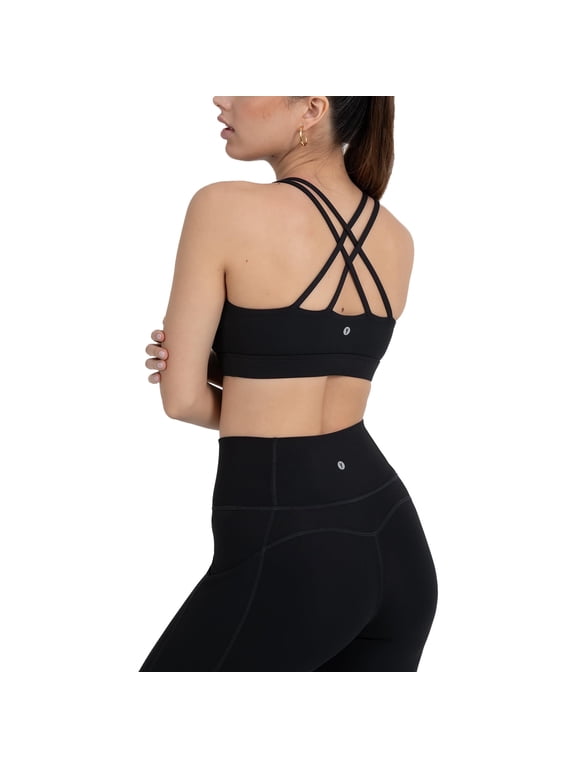 Active Women's and Women's Plus UltraLuxe Strappy Medium Impact Bra, Athleisure, 4-Way-Stretch, Sizes XS-4X