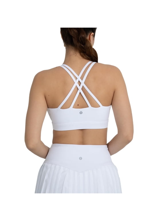 Active Women's and Women's Plus UltraLuxe Strappy Medium Impact Bra, Athleisure, 4-Way-Stretch, Sizes XS-4X