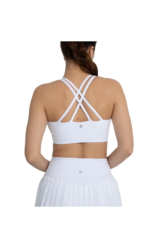 Active Women's UltraLuxe Strappy Medium Impact Bra, Athleisure, 4-Way-Stretch, True White, XXL/1X