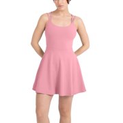 YITTY Active Women's UltraLuxe Strappy Tennis Dress with Built in Short, Athleisure, 4-Way-Stretch, Pink Sorbet, XS