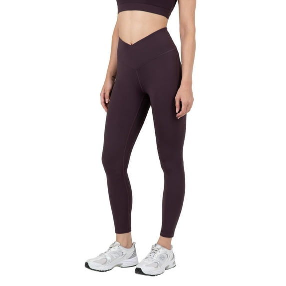 YITTY Active Women's Ultraluxe Crossover High-Waist Legging, Athleisure, 4-Way-Stretch, Deep Plum, XS, 7/8 Length