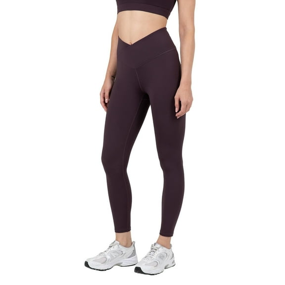 YITTY Active Women's Ultraluxe Crossover High-Waist Legging, Athleisure, 4-Way-Stretch, Deep Plum, XXL, 7/8 Length