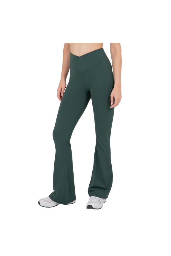 Active Women's Ultraluxe Crossover Kick Flare High Waist Legging, Athleisure, 4-Way-Stretch, Everpine, XXL-1X, Regular | 32" Inseam