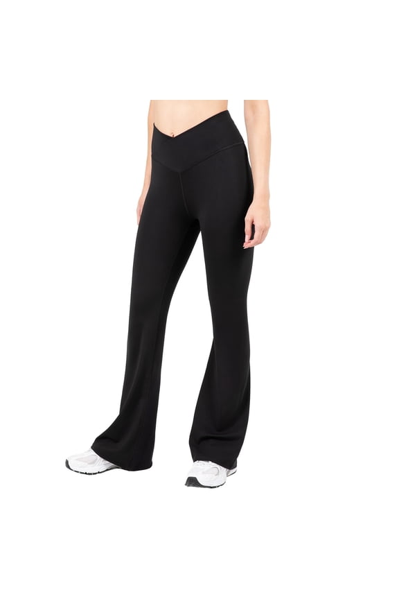 Active Women's Ultraluxe Crossover Kick Flare High Waist Legging, Athleisure, 4-Way-Stretch, Iconic Black, XL, Regular | 32" Inseam