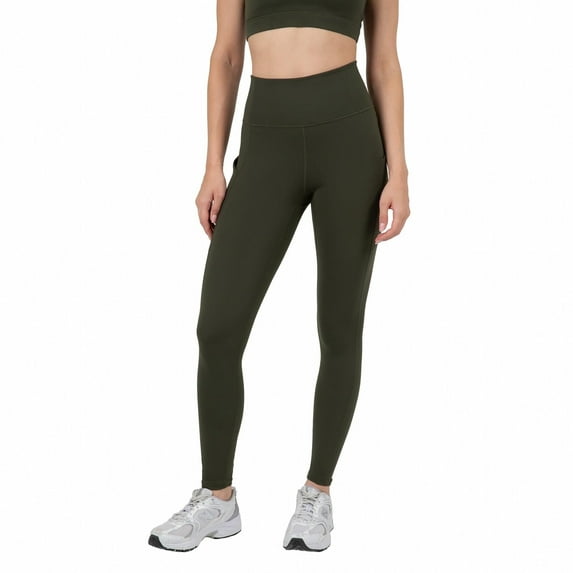 YITTY Active Women's Ultraluxe High-Waist Pocket Legging, Athleisure, 4-Way-Stretch, Dark Olive , XL, Short | 25" Inseam