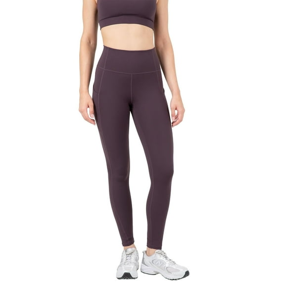 YITTY Active Women's Ultraluxe High-Waist Pocket Legging, Athleisure, 4-Way-Stretch, Deep Plum , L, Regular | 27" Inseam